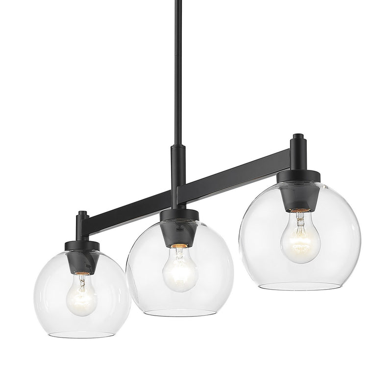 Golden - 4855-3LP BLK-CLR - Three Light Linear Pendant - Galveston - Matte Black