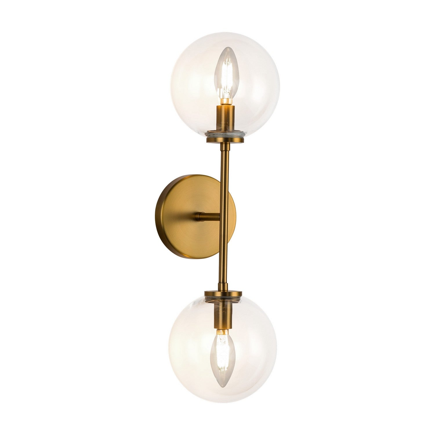 Alora - WV549220AGCL - Two Light Wall Vanity - Cassia - Aged Gold/Clear Glass