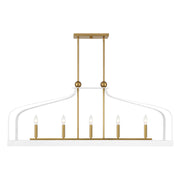 Savoy House - 1-7804-5-142 - Five Light Linear Chandelier - Sheffield - White with Warm Brass