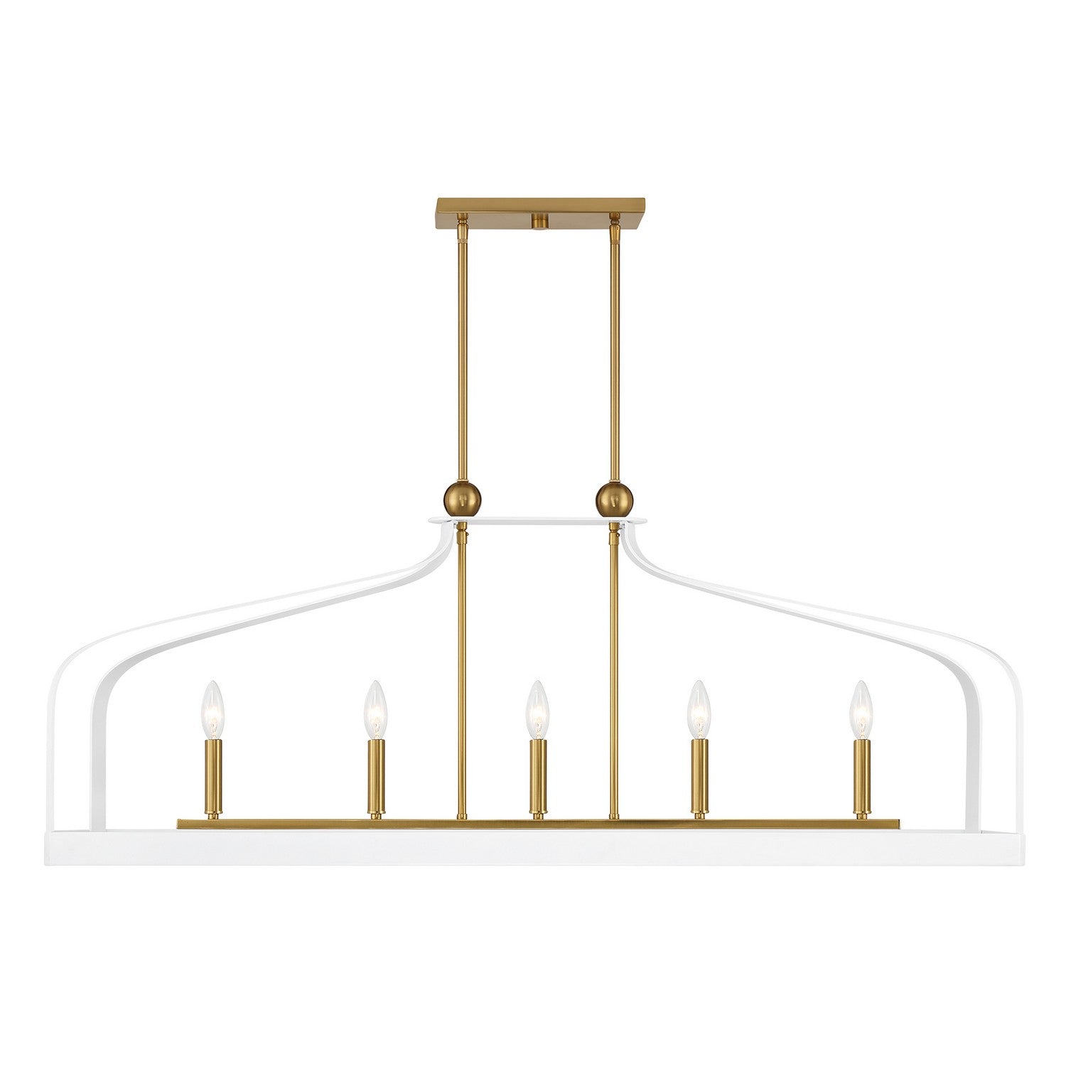 Savoy House - 1-7804-5-142 - Five Light Linear Chandelier - Sheffield - White with Warm Brass