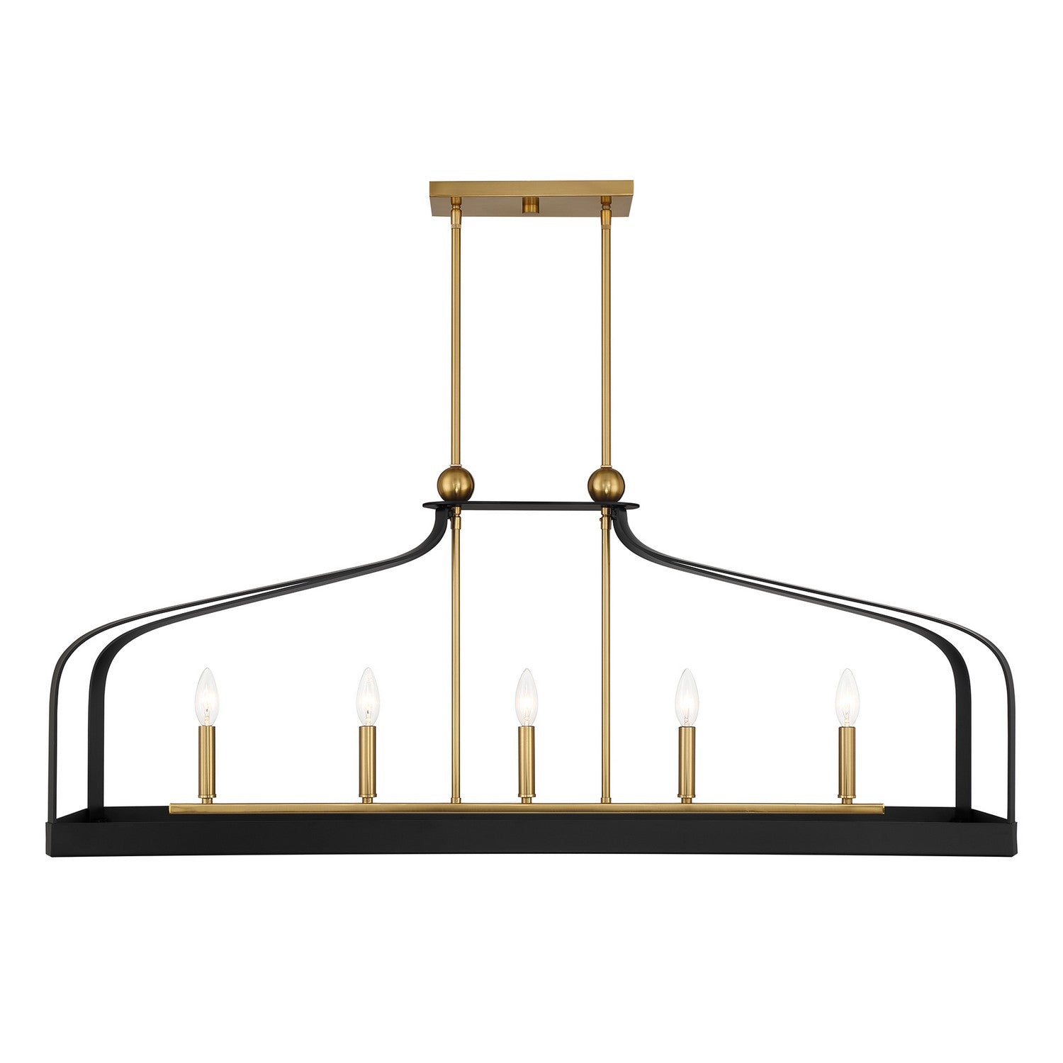 Savoy House - 1-7804-5-143 - Five Light Linear Chandelier - Sheffield - Matte Black with Warm Brass