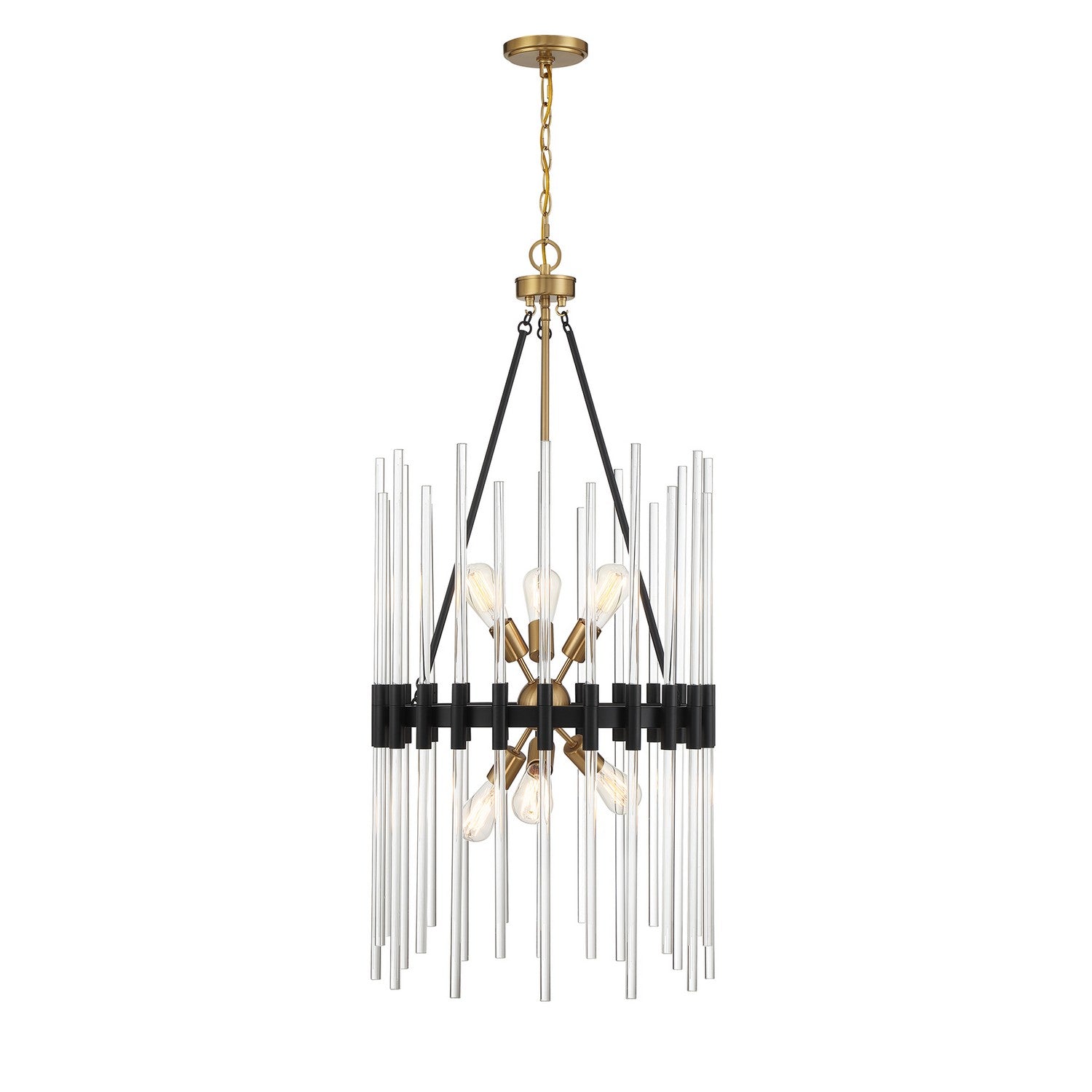 Savoy House - 3-1936-6-143 - Six Light Pendant - Santiago - Matte Black with Warm Brass