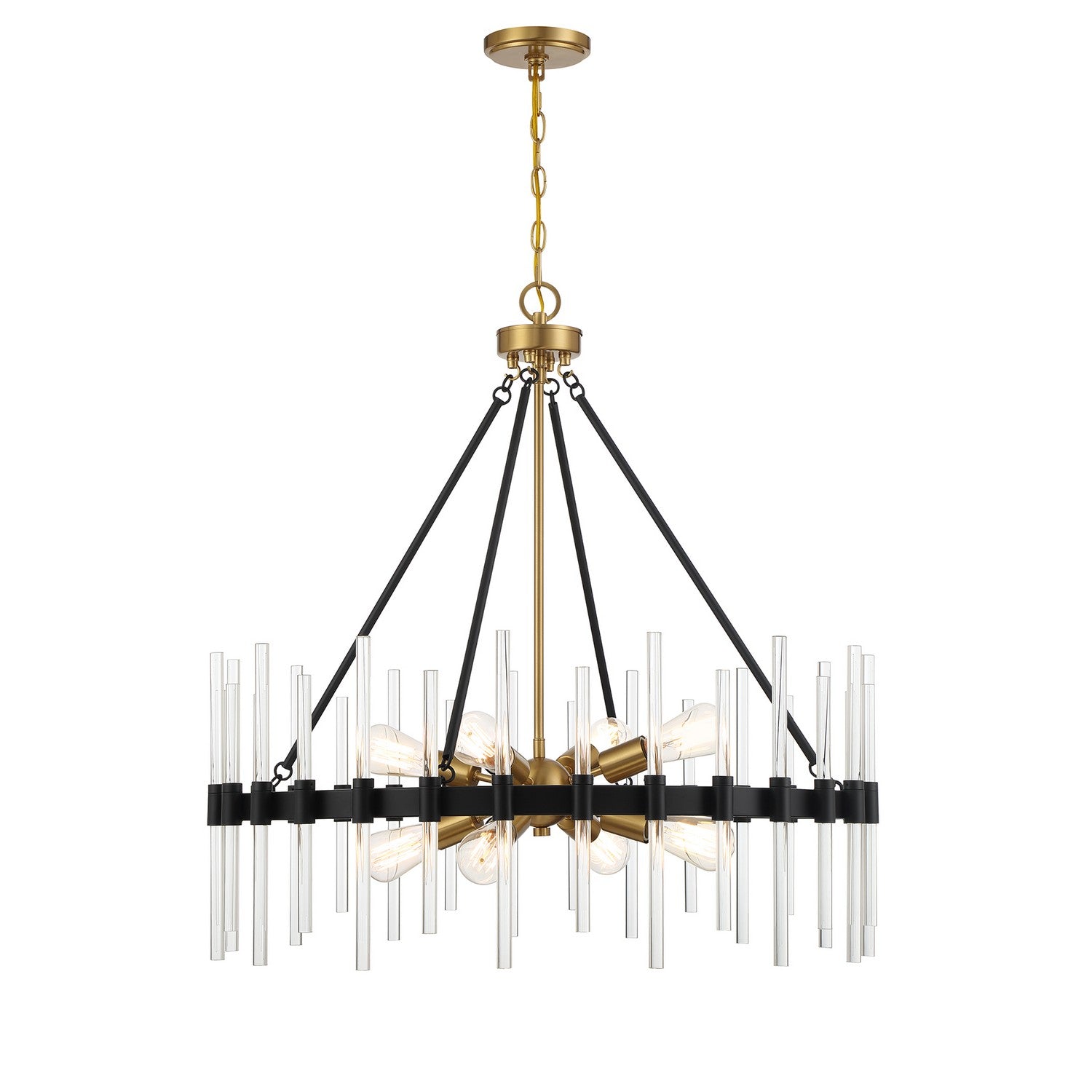 Savoy House - 7-1937-8-143 - Eight Light Pendant - Santiago - Matte Black with Warm Brass