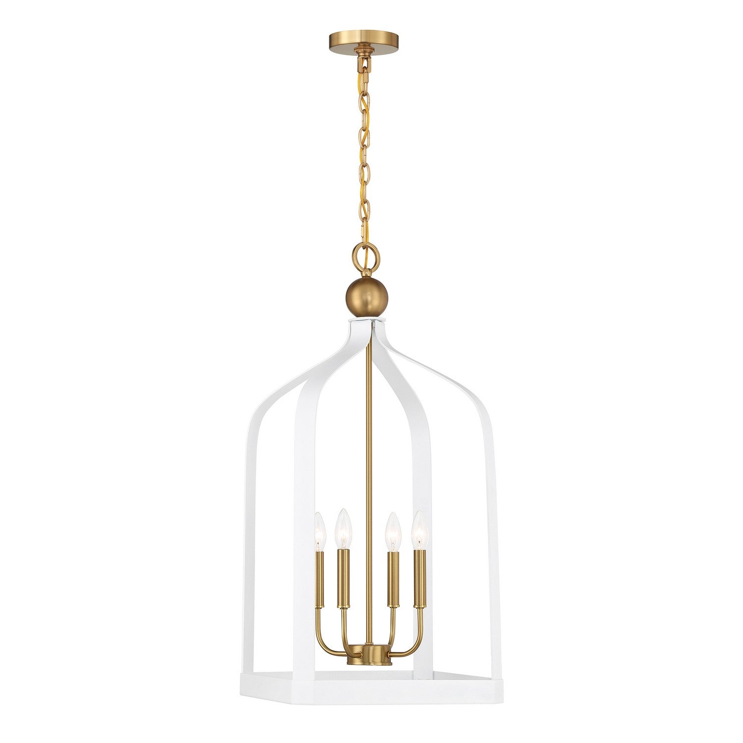 Savoy House - 7-7802-4-142 - Four Light Pendant - Sheffield - White with Warm Brass