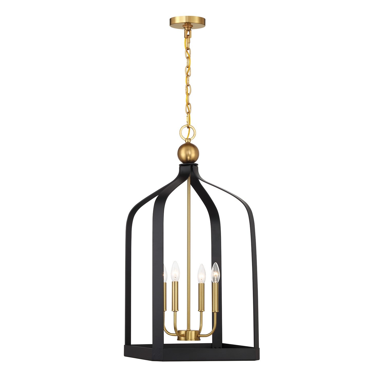 Savoy House - 7-7802-4-143 - Four Light Pendant - Sheffield - Matte Black with Warm Brass