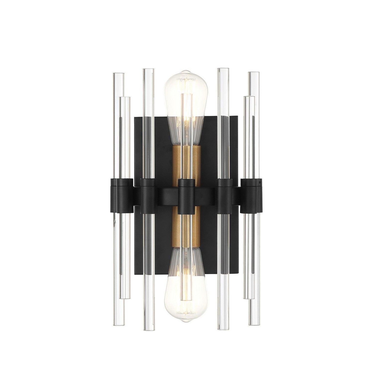 Savoy House - 9-1935-2-143 - Two Light Wall Sconce - Santiago - Matte Black with Warm Brass