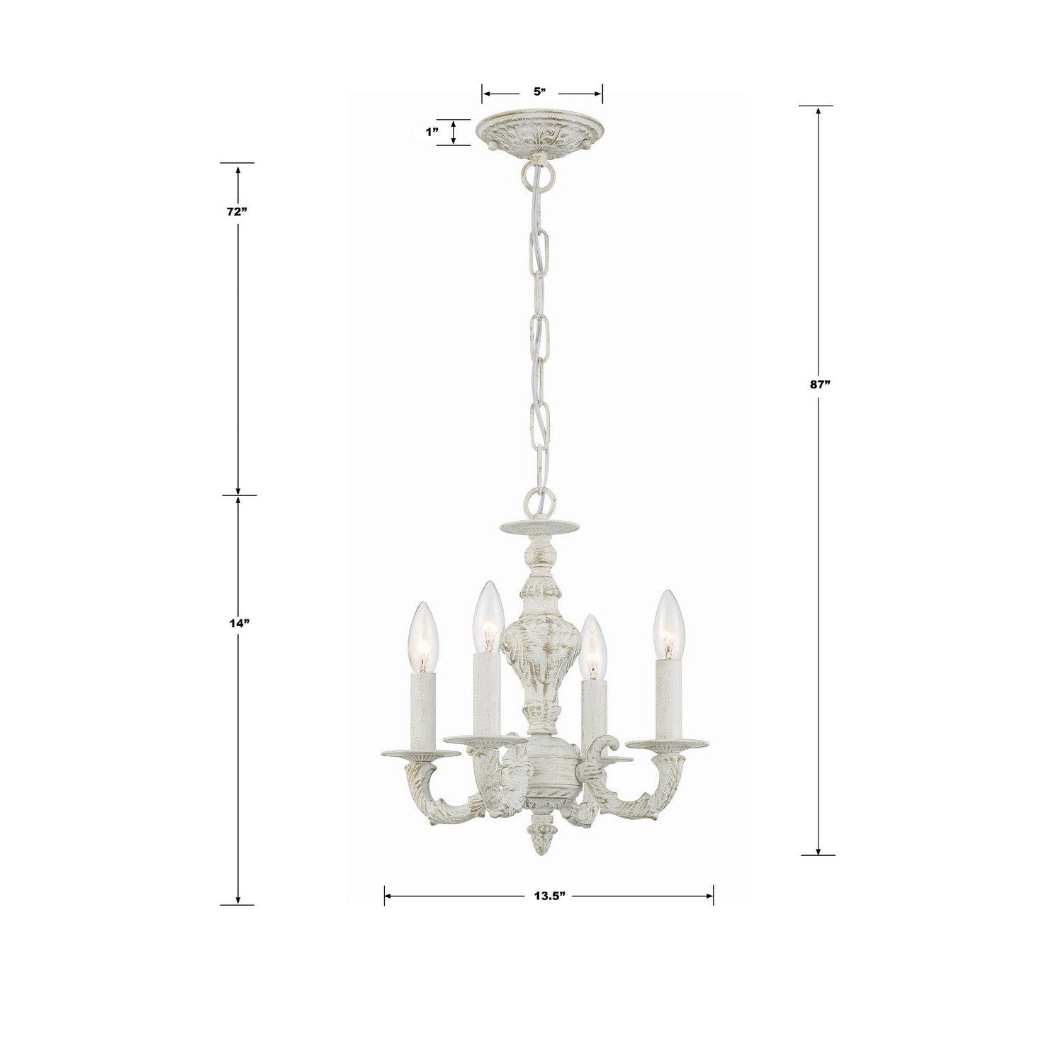 Crystorama - 5124-AW - Four Light Mini Chandelier - Paris Market - Antique White