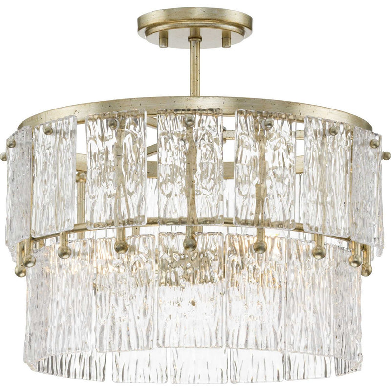 Progress Lighting - P500443-176 - Three Light Pendant - Chevall - Gilded Silver