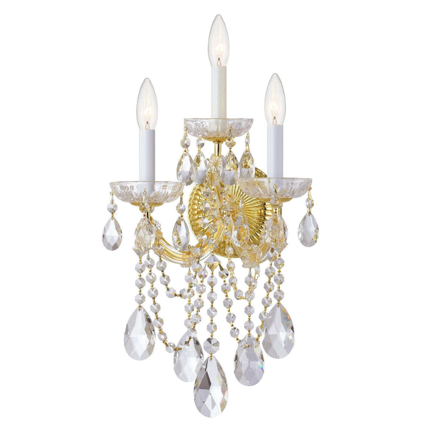 Crystorama - 4423-GD-CL-MWP - Three Light Wall Sconce - Maria Theresa - Gold