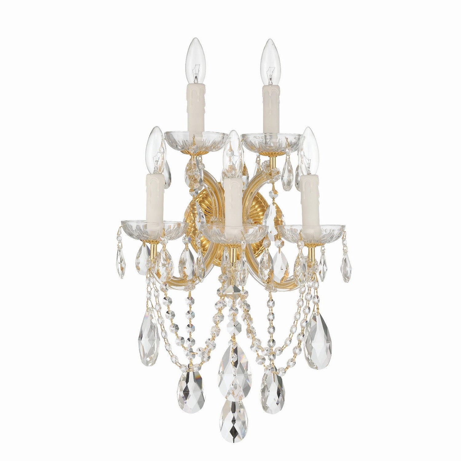 Crystorama - 4425-GD-CL-MWP - Five Light Wall Sconce - Maria Theresa - Gold