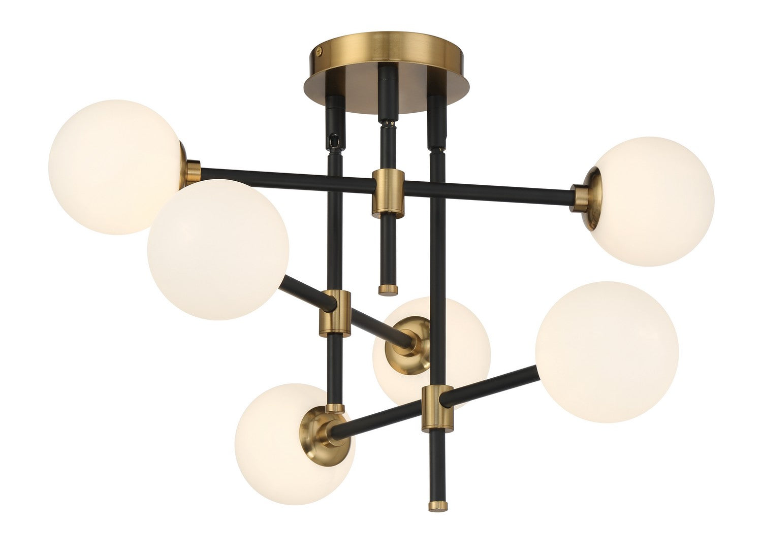 George Kovacs - P8156-681 - Six Light Flush Mount - Cosmet - Coal And Aged Brass