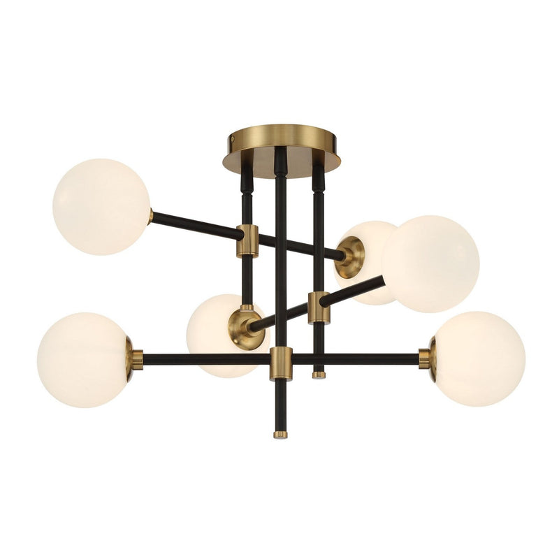 George Kovacs - P8156-681 - Six Light Flush Mount - Cosmet - Coal And Aged Brass