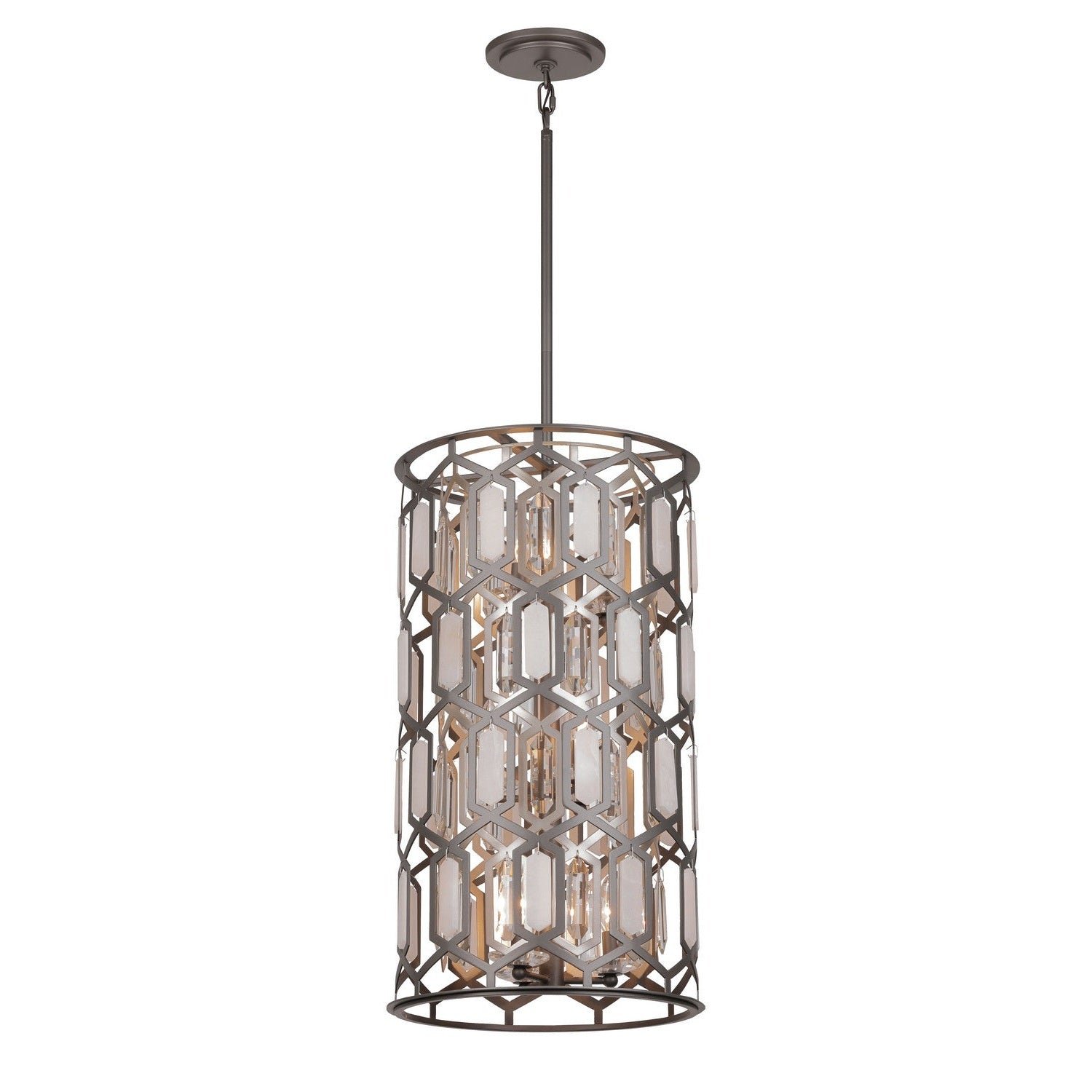 Minka-Lavery - 3586-795 - Nine Light Foyer Pendant - Hexly - Bronze & Sultry Silver