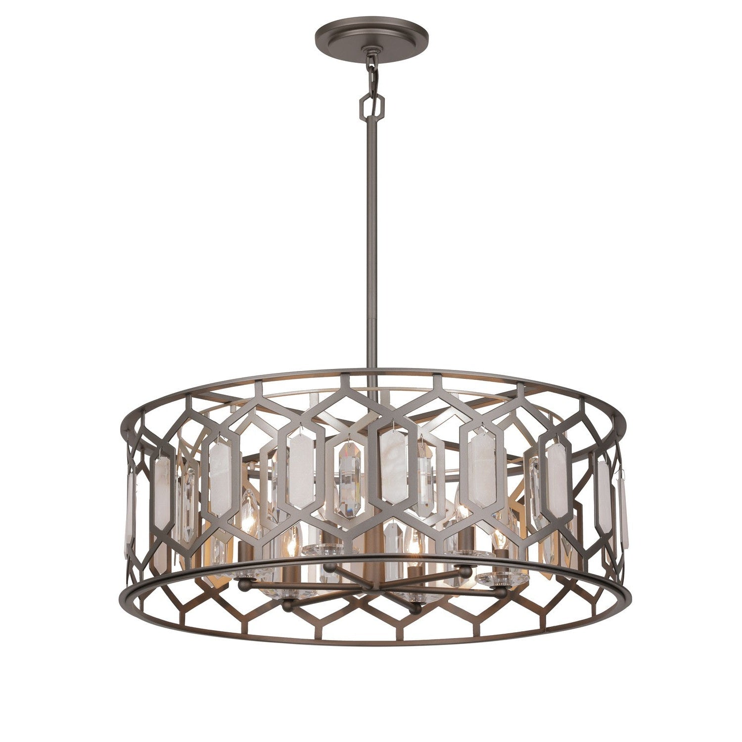 Minka-Lavery - 3587-795 - Six Light Pendant - Hexly - Bronze & Sultry Silver