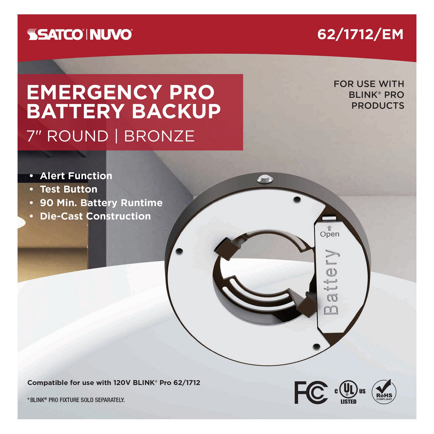 Nuvo Lighting - 62-1712-EM - Batt Backup - Bronze