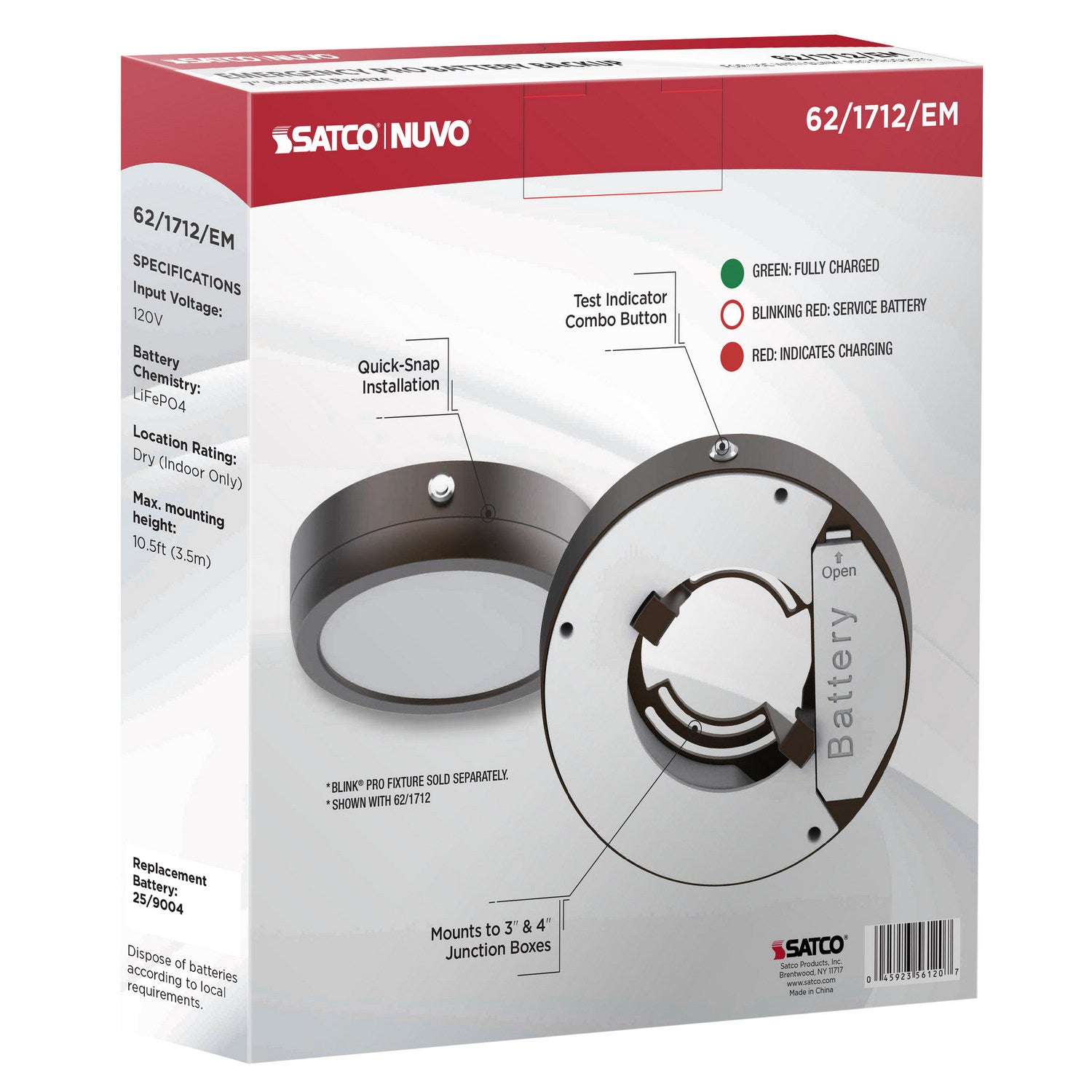 Nuvo Lighting - 62-1712-EM - Batt Backup - Bronze