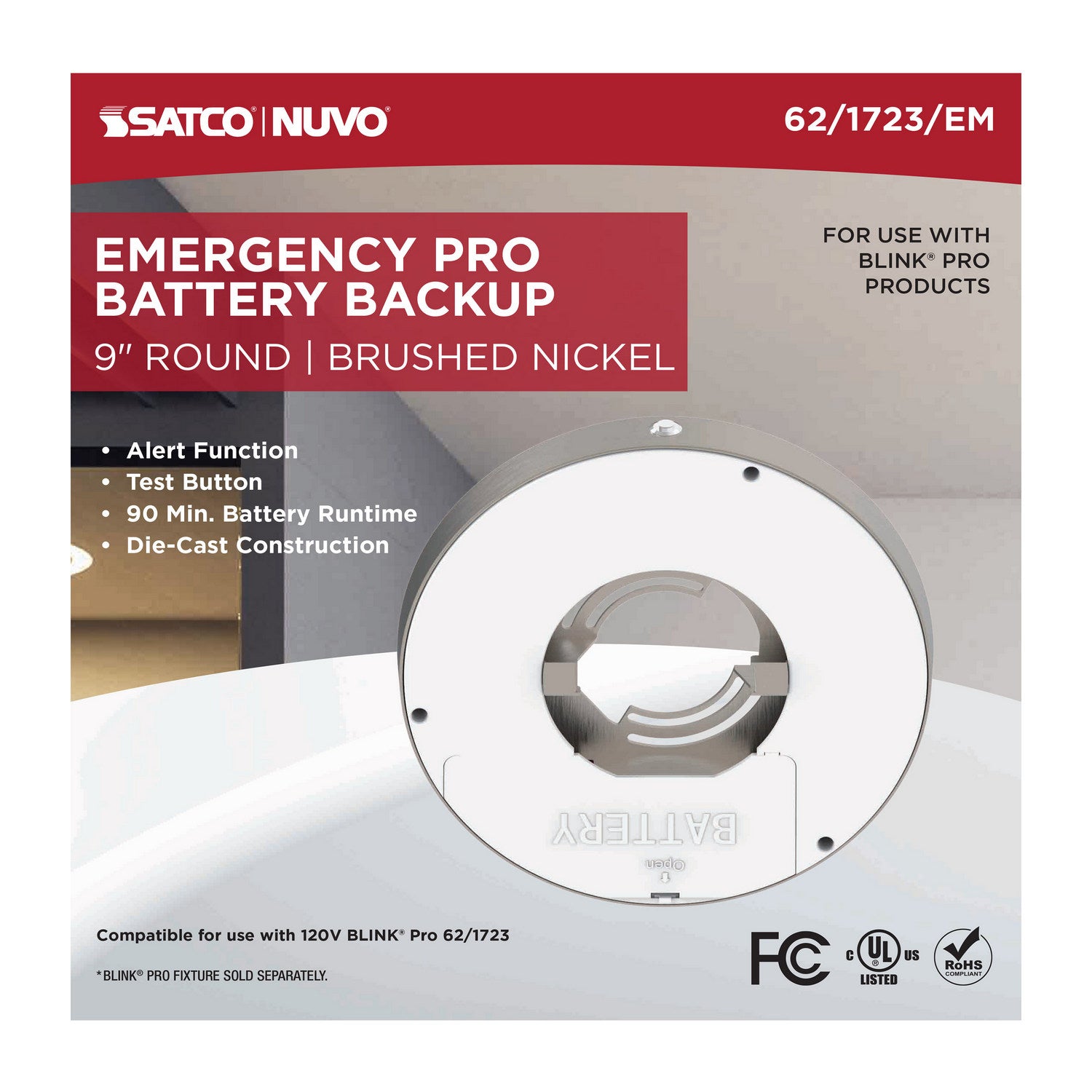 Nuvo Lighting - 62-1723-EM - Batt Backup - Brushed Nickel