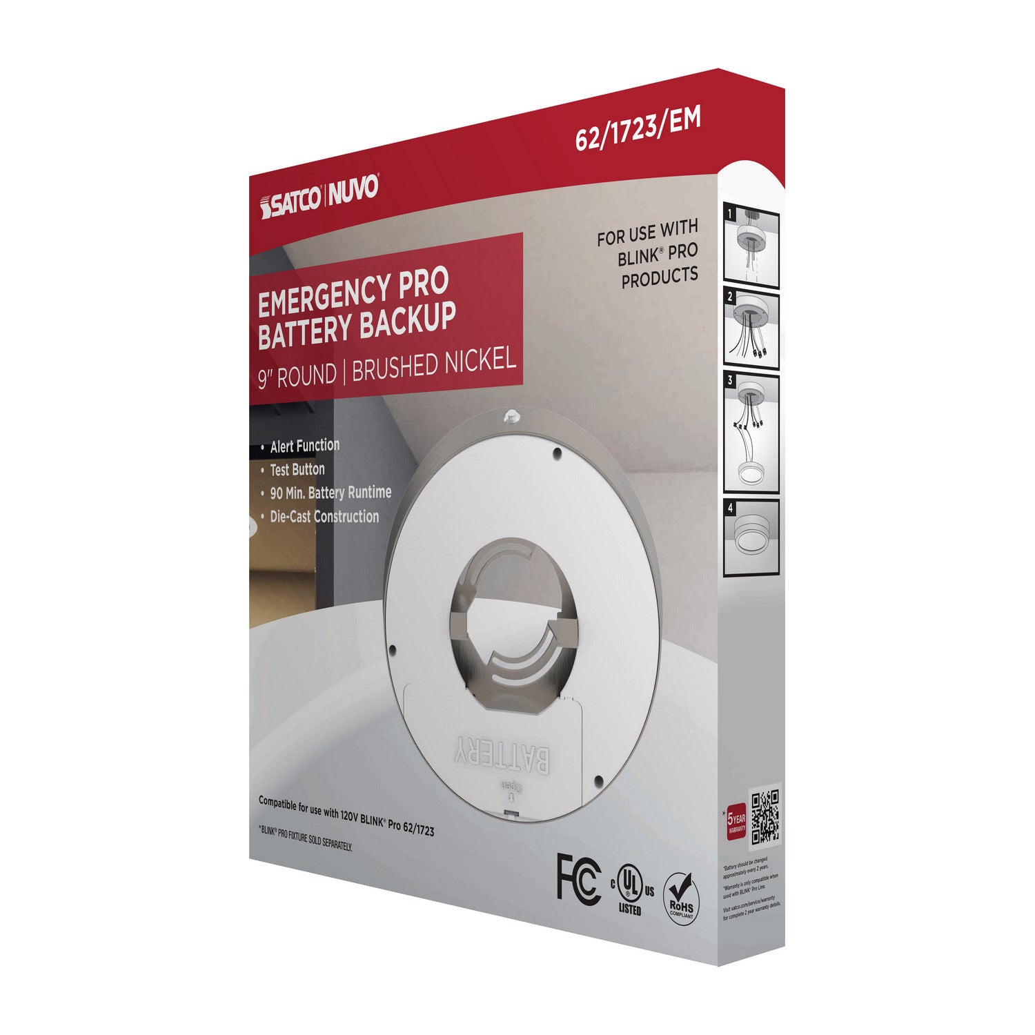 Nuvo Lighting - 62-1723-EM - Batt Backup - Brushed Nickel