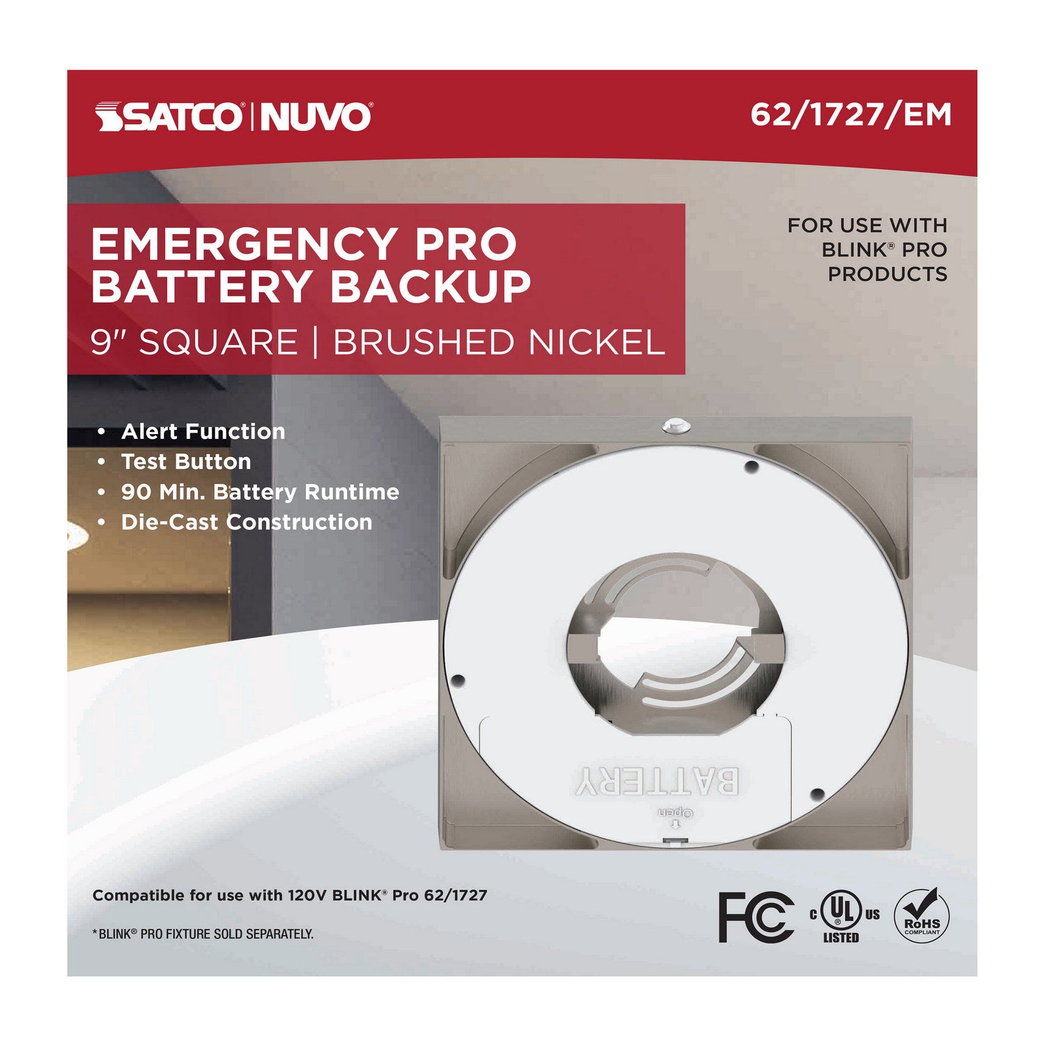 Nuvo Lighting - 62-1727-EM - Batt Backup - Brushed Nickel