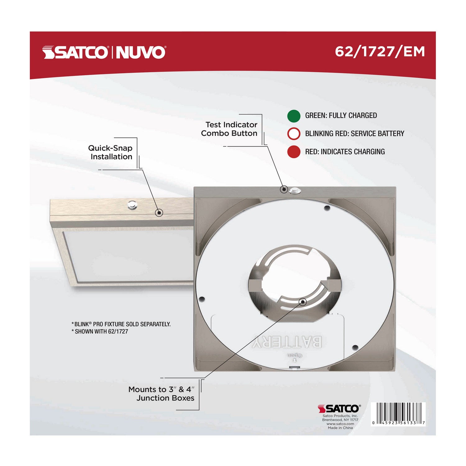 Nuvo Lighting - 62-1727-EM - Batt Backup - Brushed Nickel