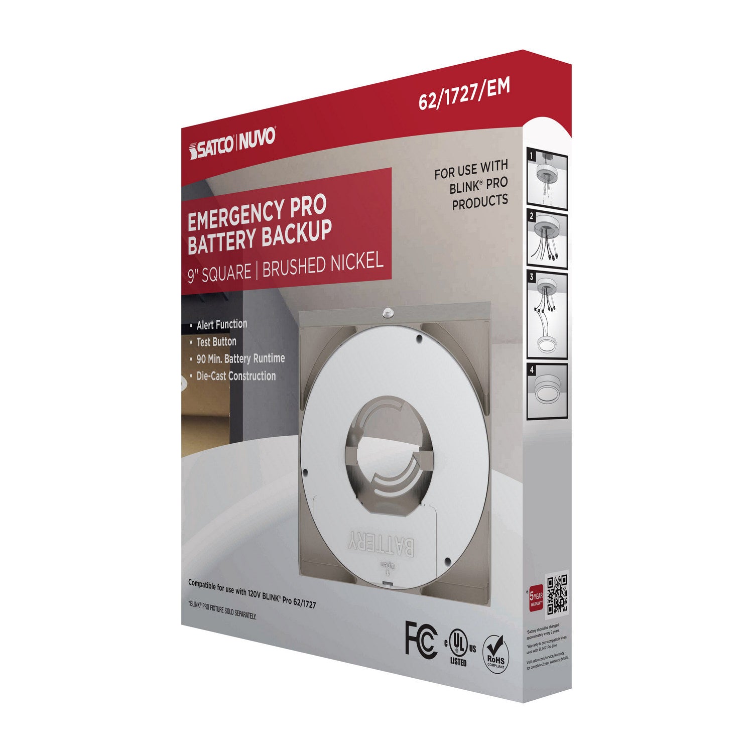 Nuvo Lighting - 62-1727-EM - Batt Backup - Brushed Nickel