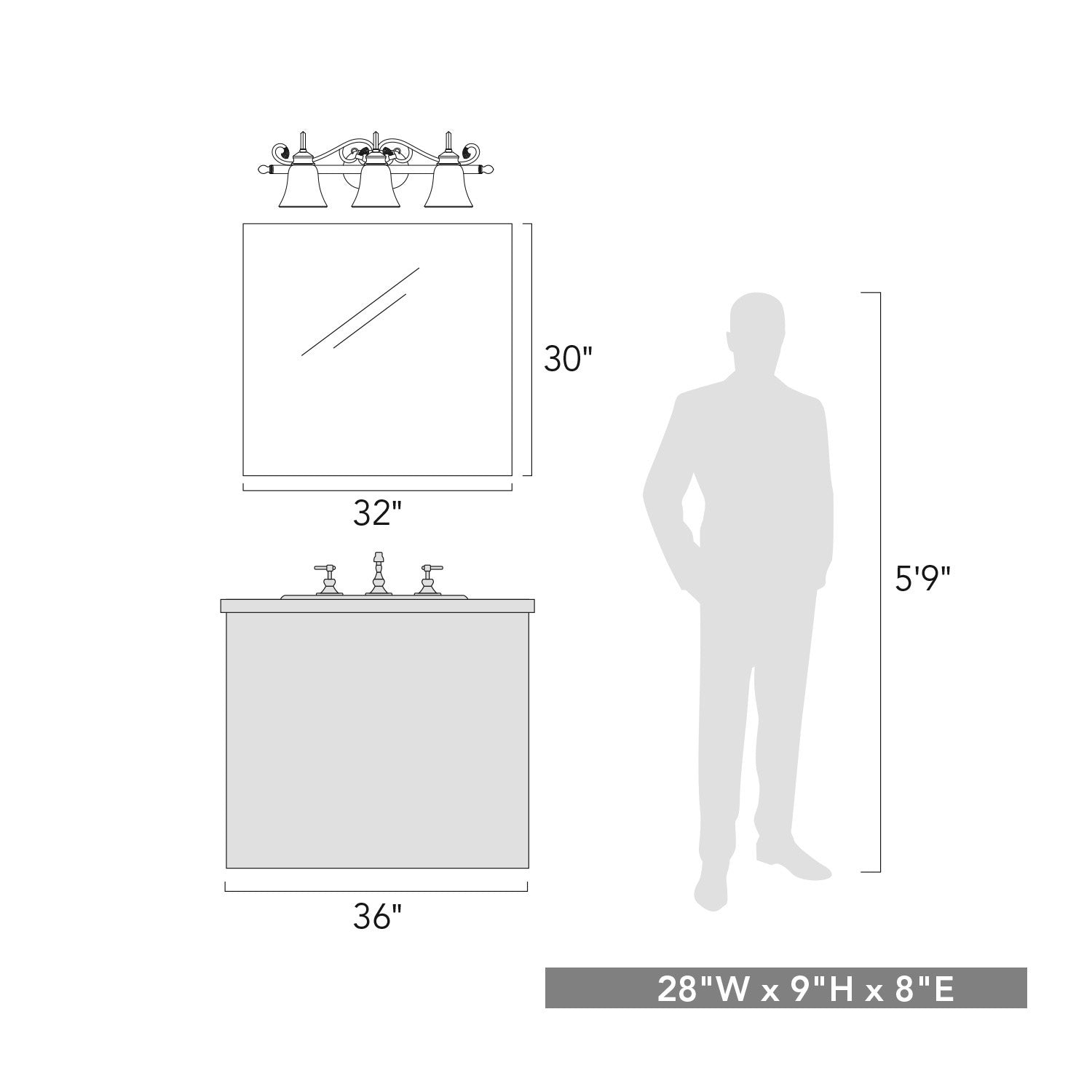 Golden - 4074-3 RBZ - Three Light Vanity Light - Belle Meade - Rubbed Bronze