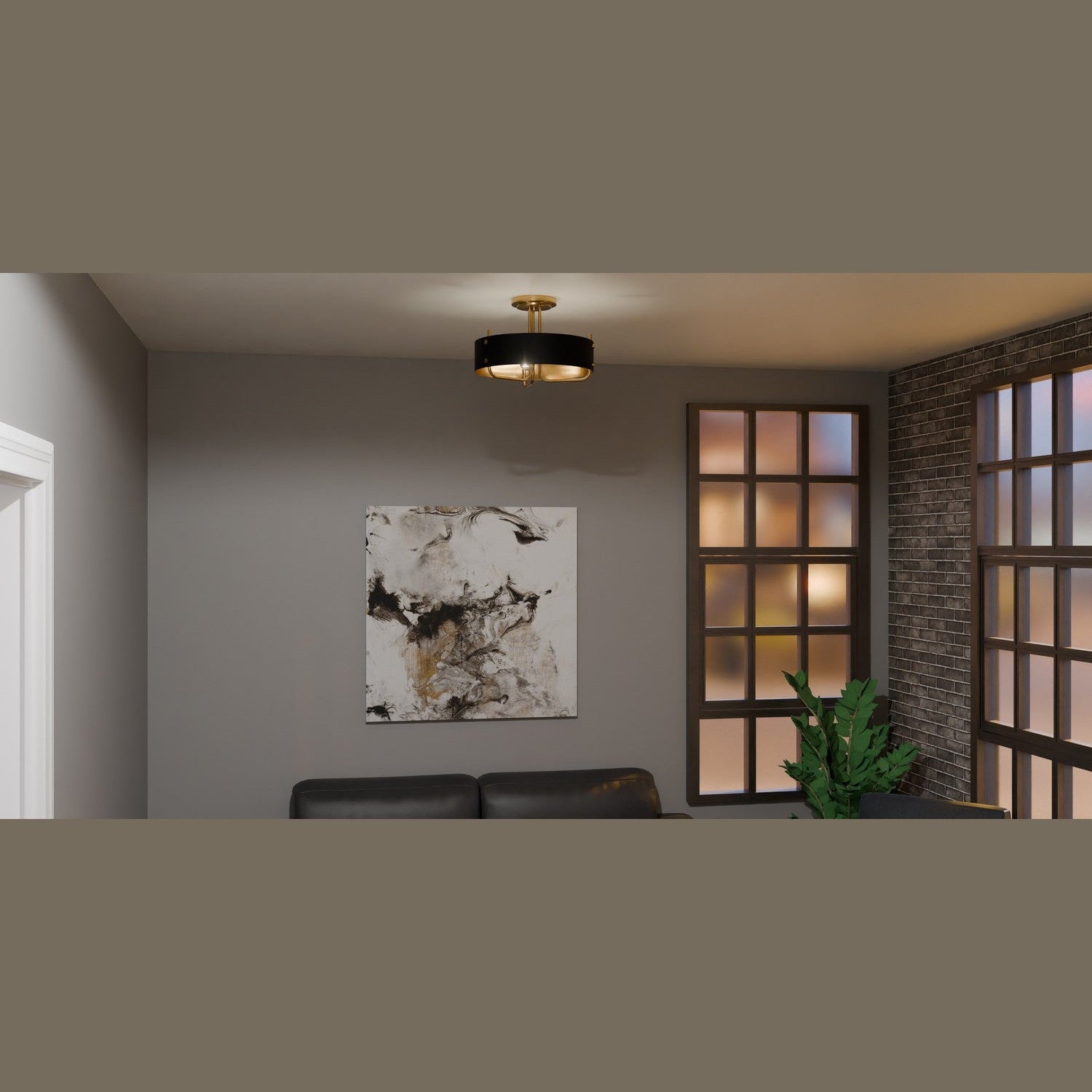 Quoizel - MAD1717AB - Three Light Semi Flush Mount - Madden - Aged Brass