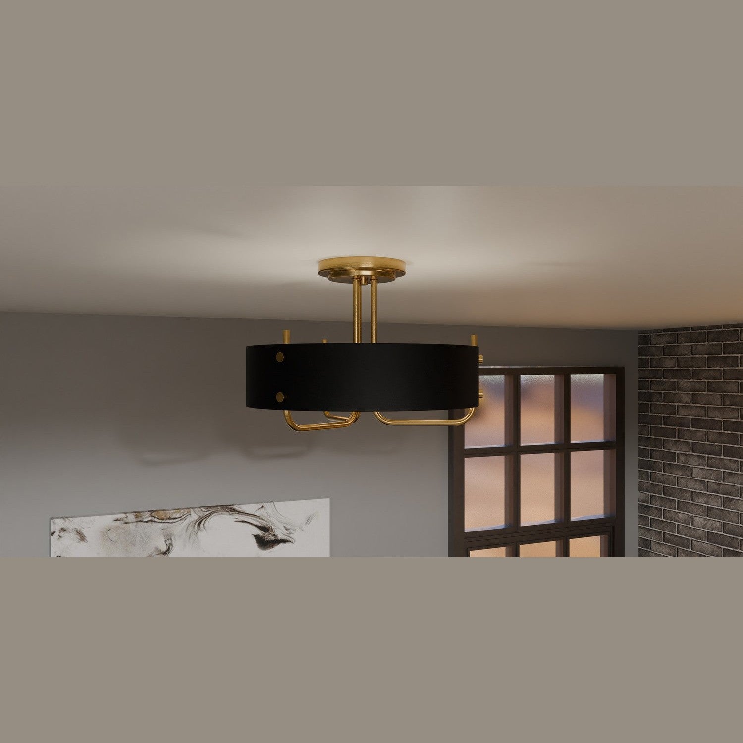 Quoizel - MAD1717AB - Three Light Semi Flush Mount - Madden - Aged Brass