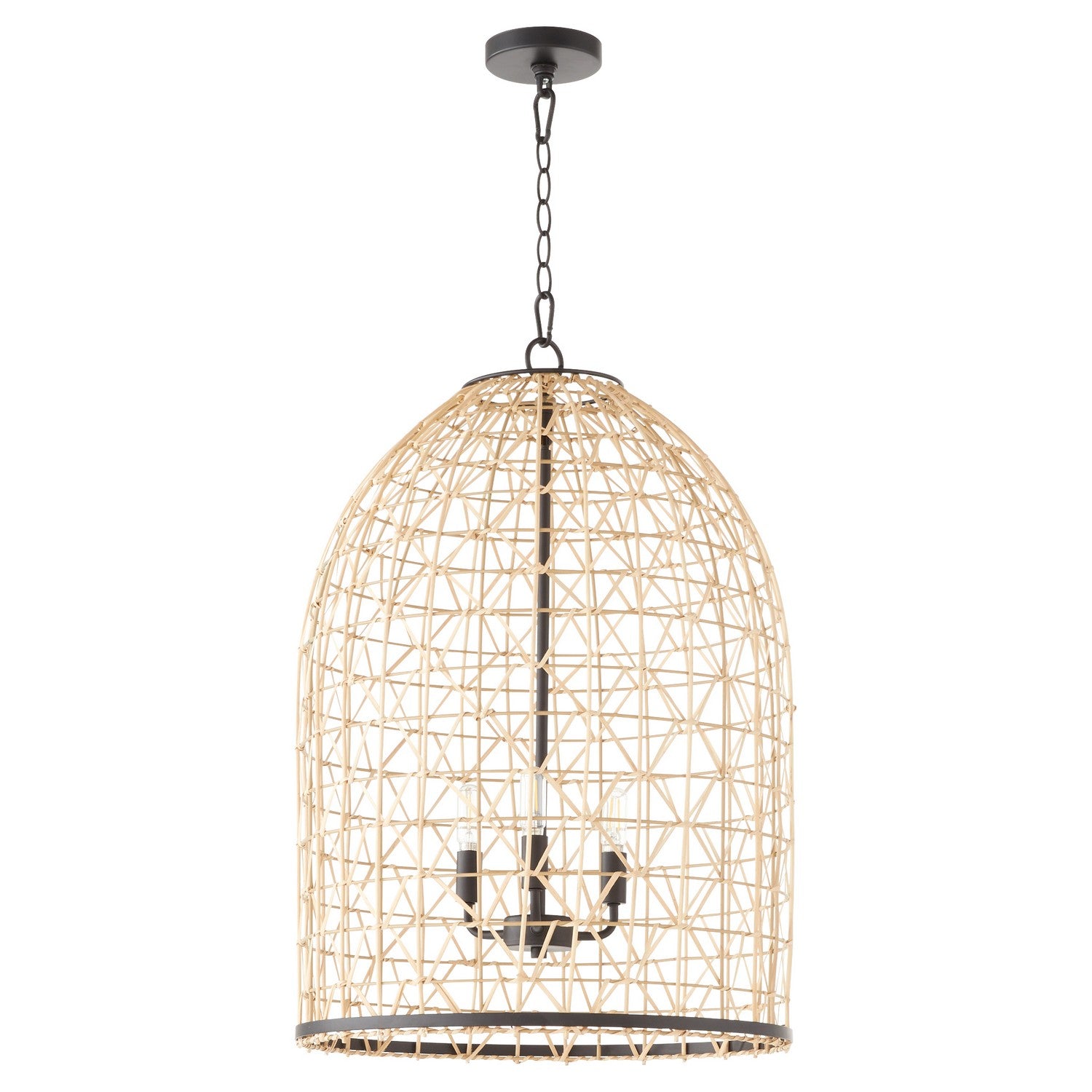Quorum - 6902-3-59 - Three Light Pendant - Rattan - Matte Black