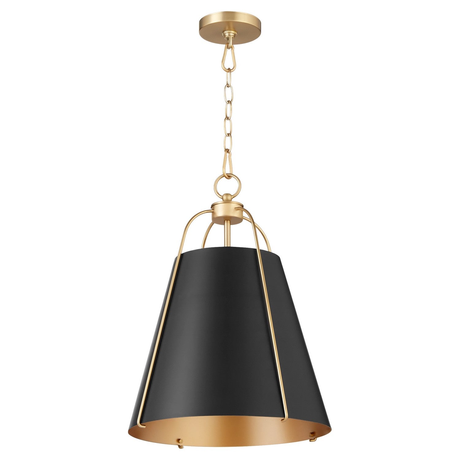 Quorum - 861-1-5980 - One Light Pendant - Jamie - Matte Black w/ Aged Brass