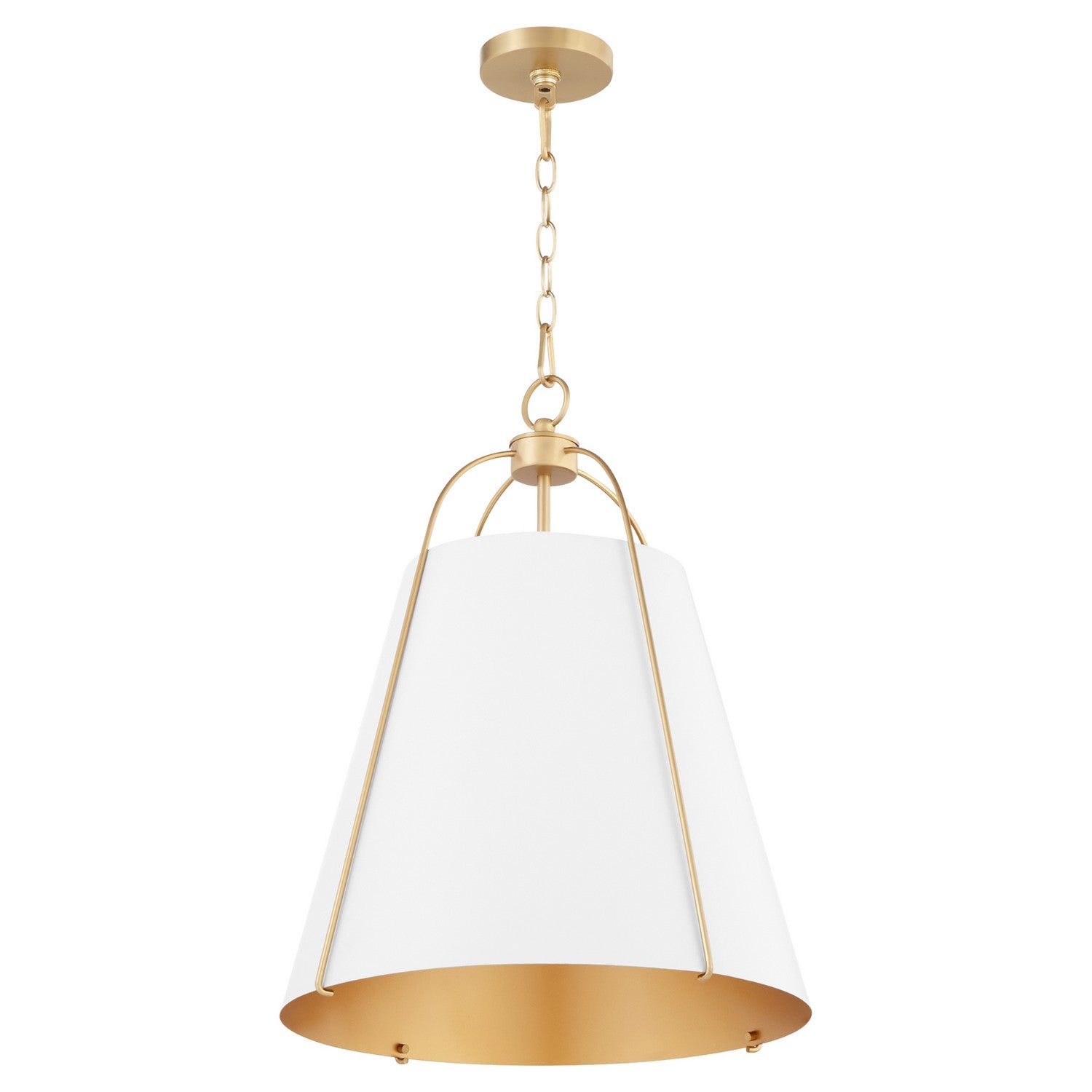 Quorum - 861-3-0880 - Three Light Pendant - Jamie - Studio White w/ Aged Brass