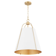 Quorum - 861-3-0880 - Three Light Pendant - Jamie - Studio White w/ Aged Brass