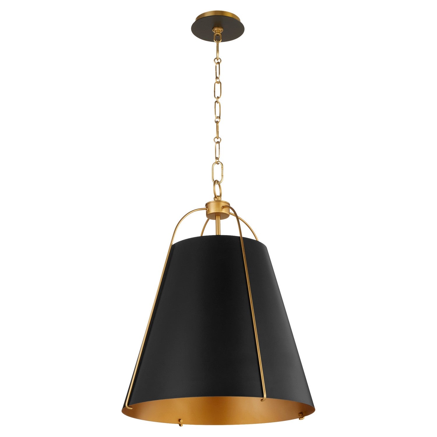 Quorum - 861-3-5980 - Three Light Pendant - Jamie - Matte Black w/ Aged Brass