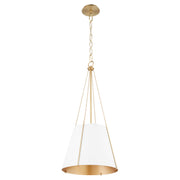 Quorum - 862-1-0880 - One Light Pendant - Denise - Studio White w/ Aged Brass
