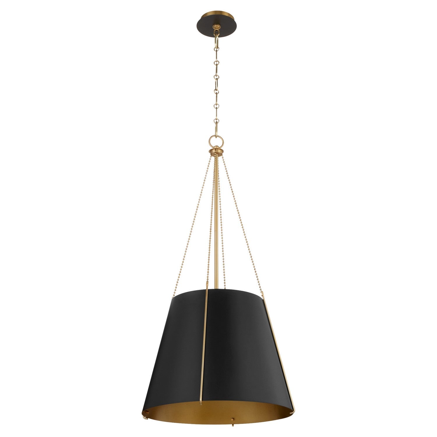 Quorum - 862-3-5980 - Three Light Pendant - Denise - Matte Black w/ Aged Brass