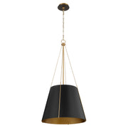 Quorum - 862-3-5980 - Three Light Pendant - Denise - Matte Black w/ Aged Brass