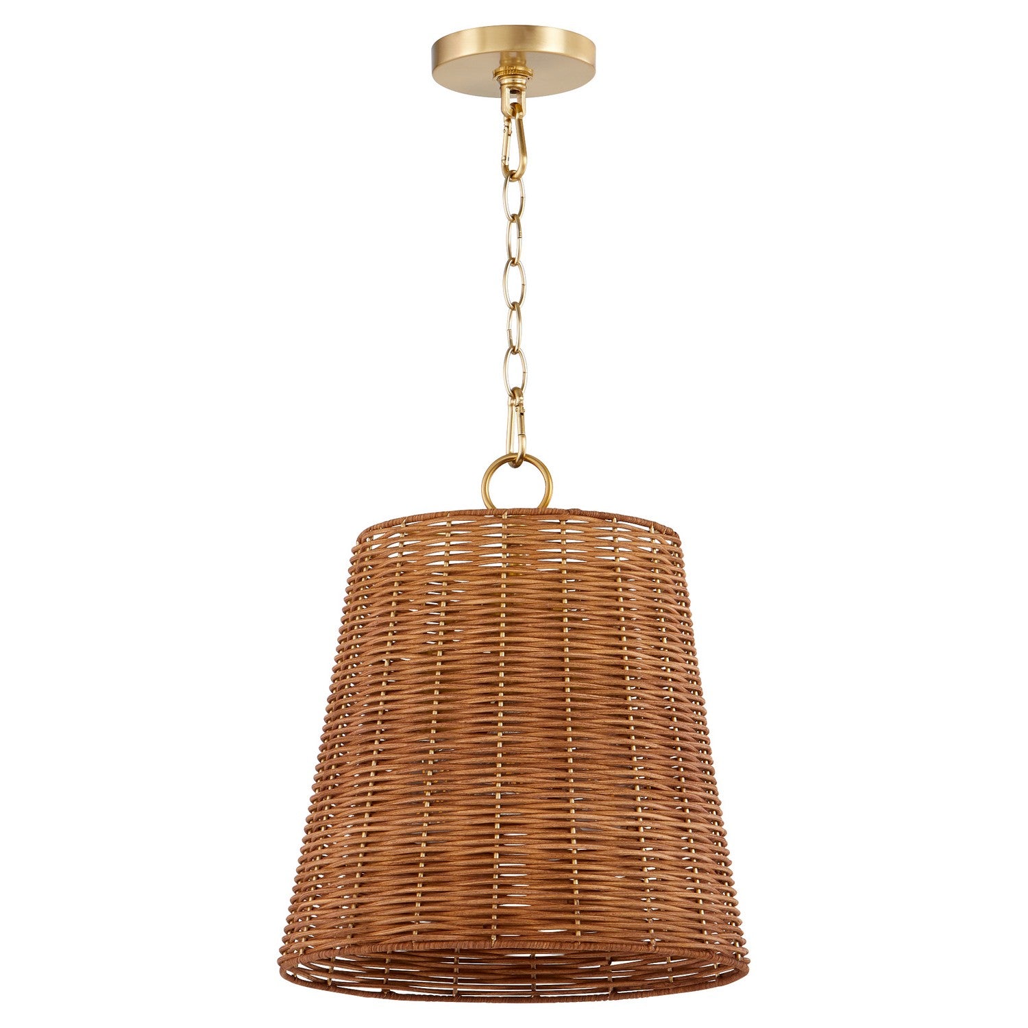 Quorum - 8893-13-80 - Three Light Pendant - Wicker - Aged Brass