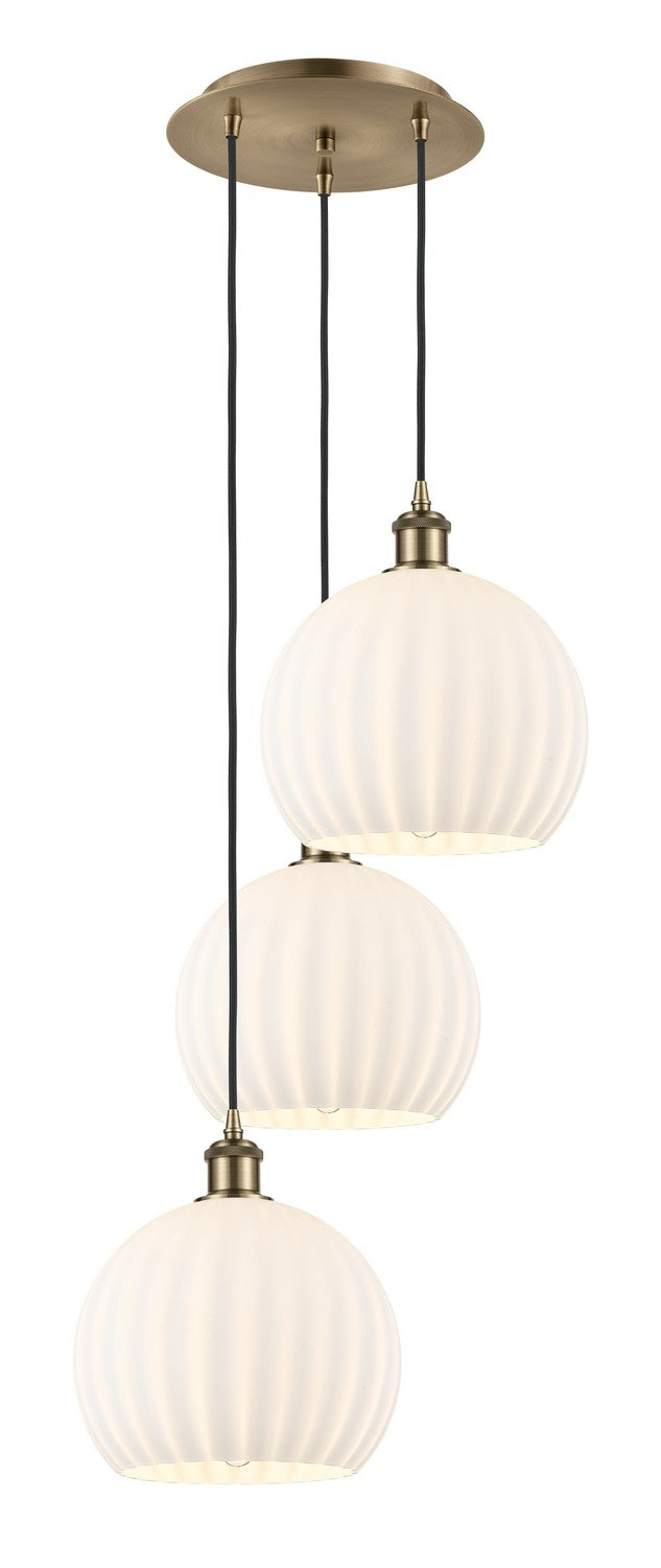 Innovations - 113B-3P-AB-G1217-10WV - Three Light Pendant - Ballston - Antique Brass