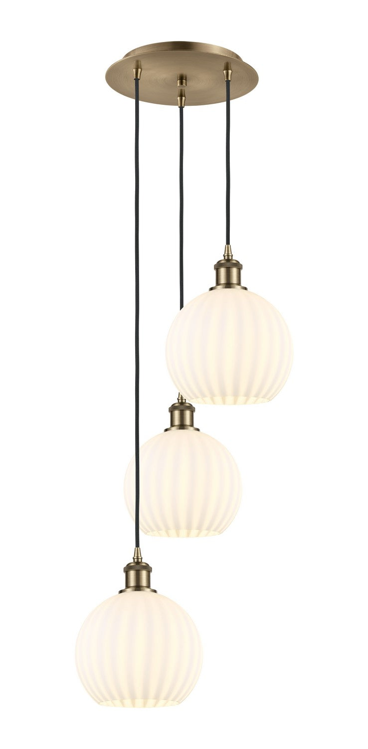 Innovations - 113B-3P-AB-G1217-8WV - Three Light Pendant - Ballston - Antique Brass