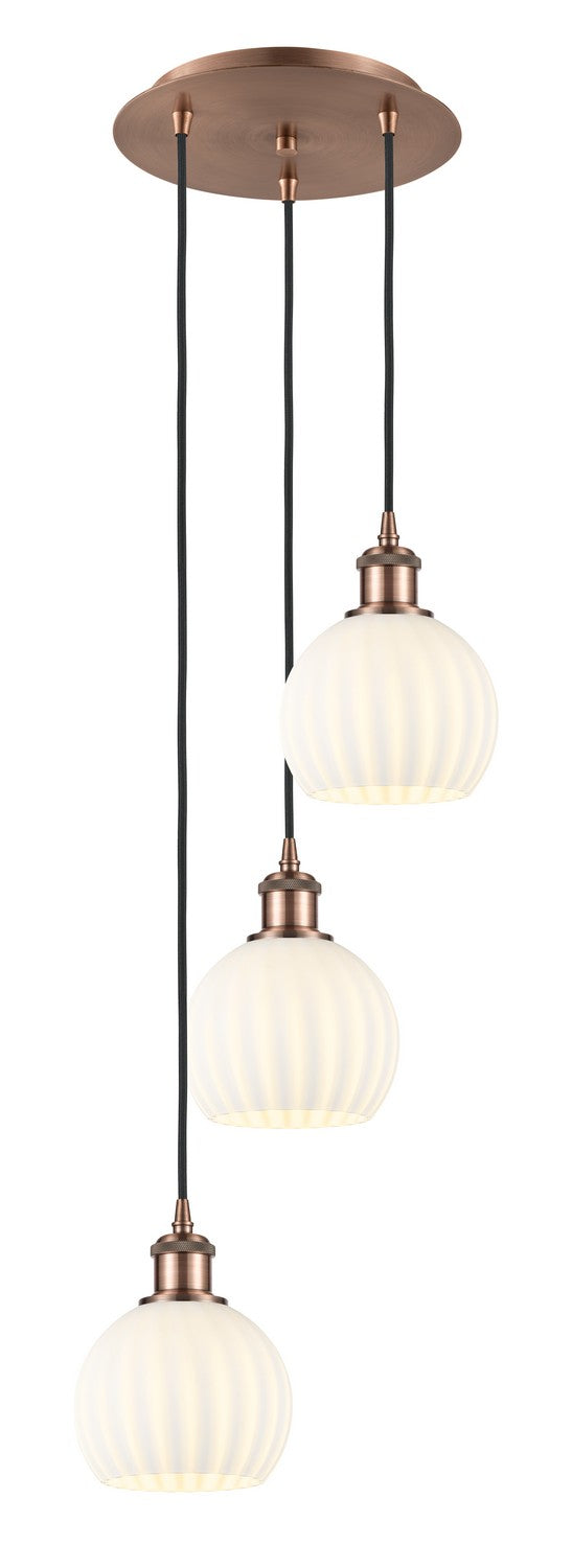 Innovations - 113B-3P-AC-G1217-6WV - Three Light Pendant - Ballston - Antique Copper