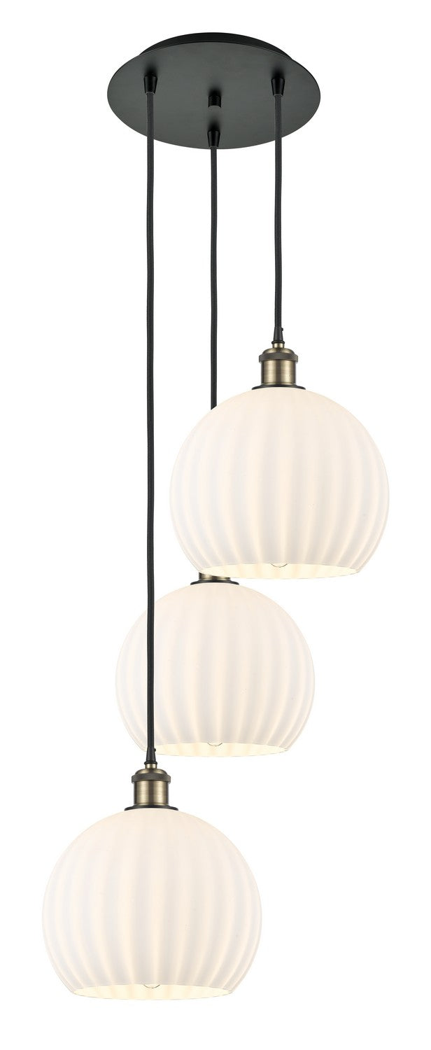 Innovations - 113B-3P-BAB-G1217-10WV - Three Light Pendant - Ballston - Black Antique Brass