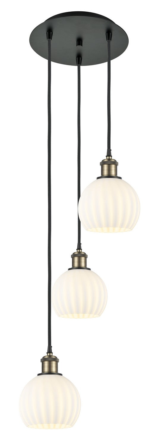 Innovations - 113B-3P-BAB-G1217-6WV - Three Light Pendant - Ballston - Black Antique Brass
