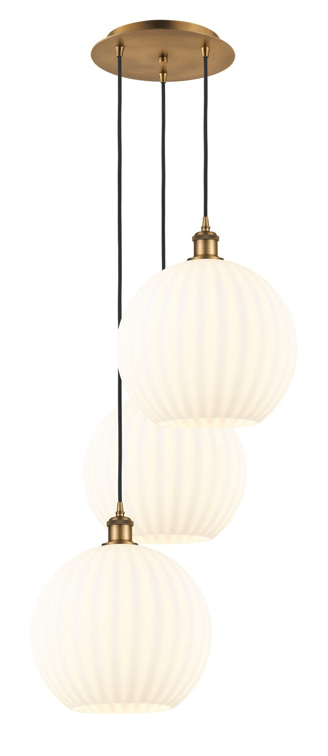 Innovations - 113B-3P-BB-G1217-12WV - Three Light Pendant - Ballston - Brushed Brass