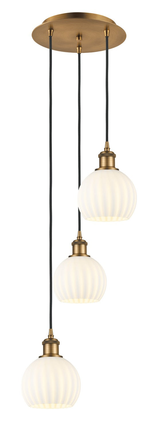 Innovations - 113B-3P-BB-G1217-6WV - Three Light Pendant - Ballston - Brushed Brass