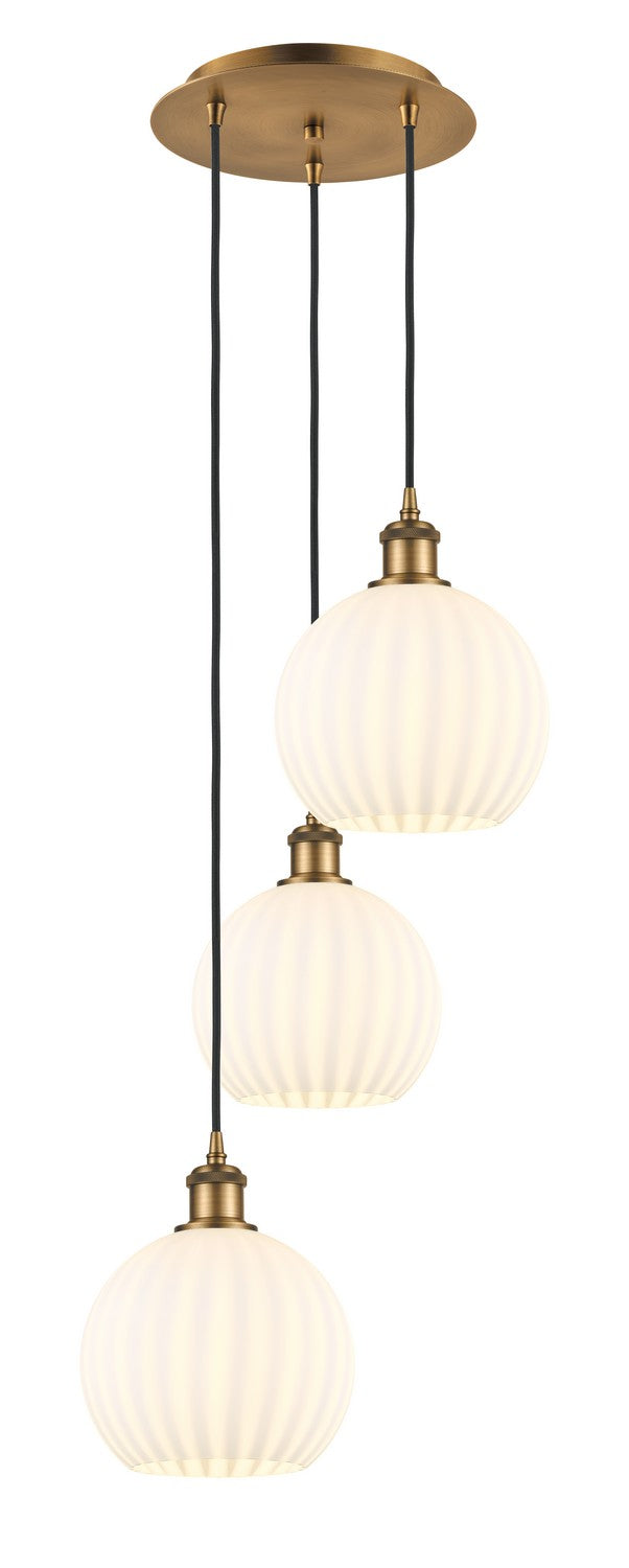 Innovations - 113B-3P-BB-G1217-8WV - Three Light Pendant - Ballston - Brushed Brass