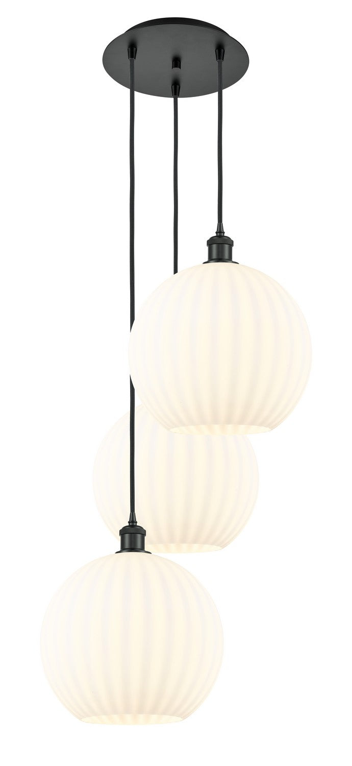 Innovations - 113B-3P-BK-G1217-12WV - Three Light Pendant - Ballston - Matte Black