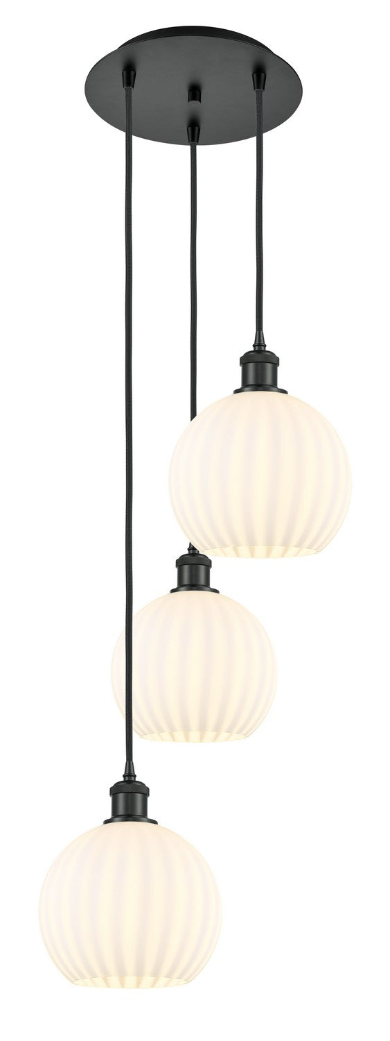 Innovations - 113B-3P-BK-G1217-8WV - Three Light Pendant - Ballston - Matte Black