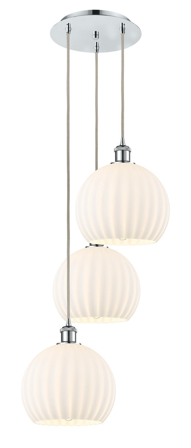 Innovations - 113B-3P-PC-G1217-10WV - Three Light Pendant - Ballston - Polished Chrome