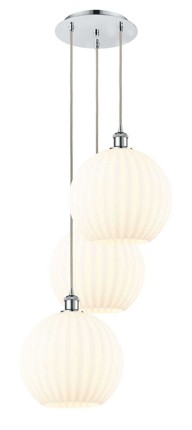 Innovations - 113B-3P-PC-G1217-12WV - Three Light Pendant - Ballston - Polished Chrome