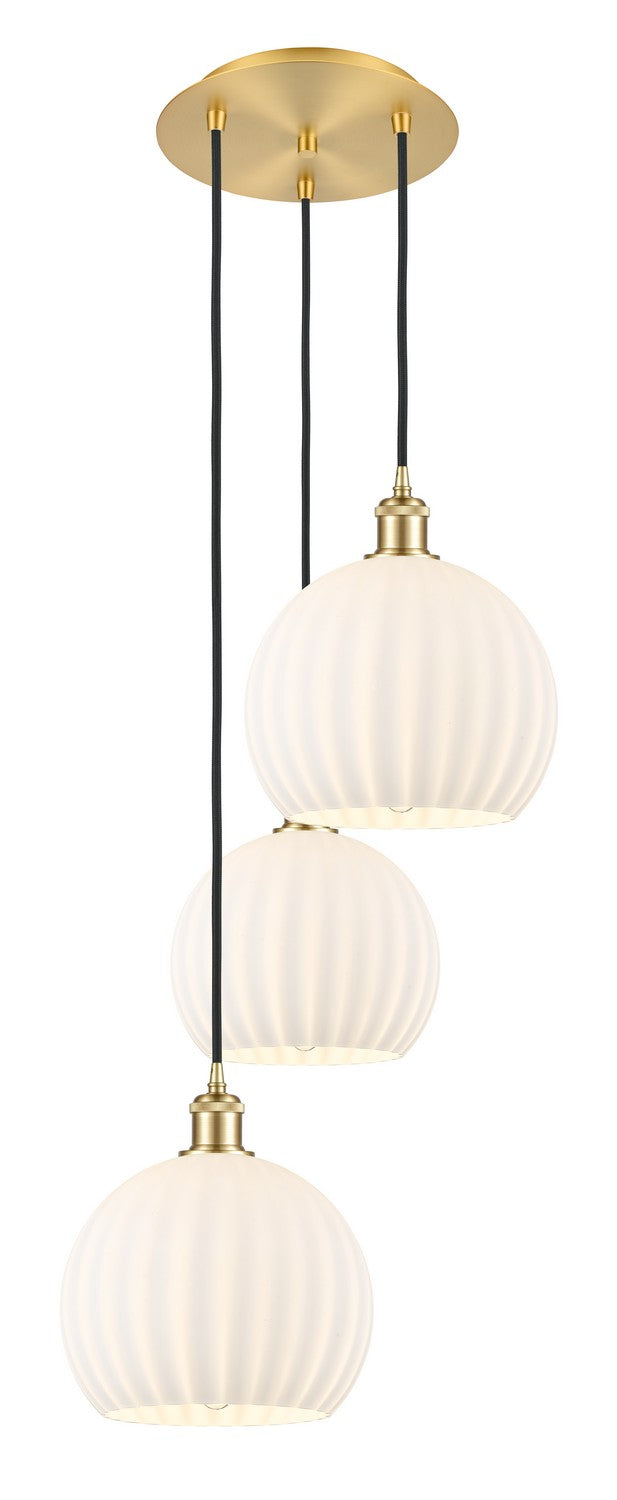 Innovations - 113B-3P-SG-G1217-10WV - Three Light Pendant - Ballston - Satin Gold